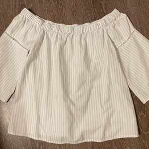 ABERCROMBIE & FITCH off shoulder striped white blouse
